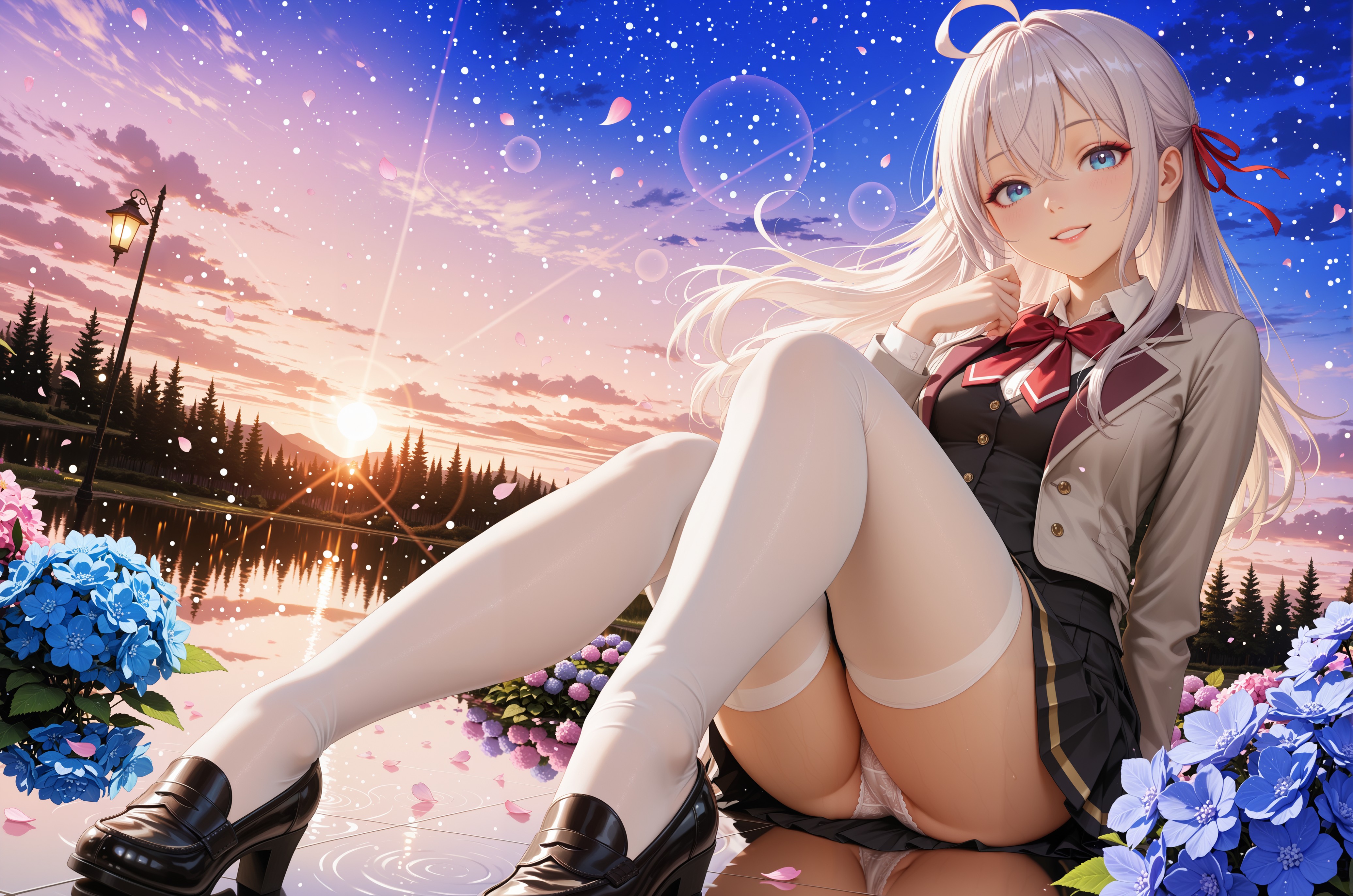 紫陽花と少女