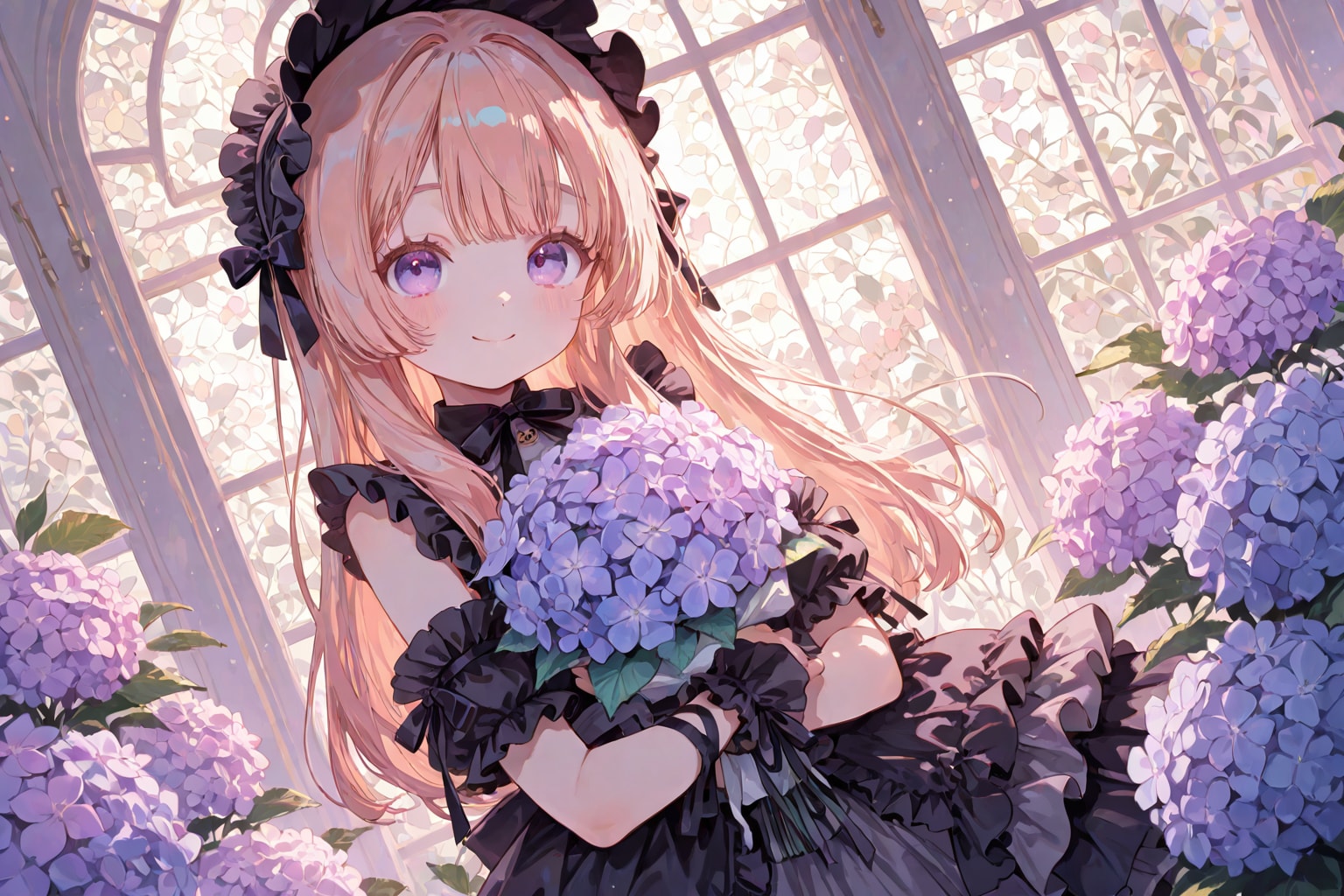 紫陽花と少女