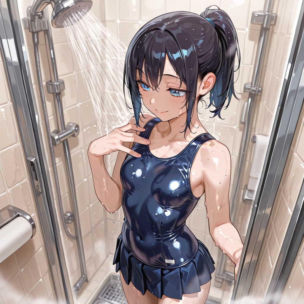 プールの後のシャワー