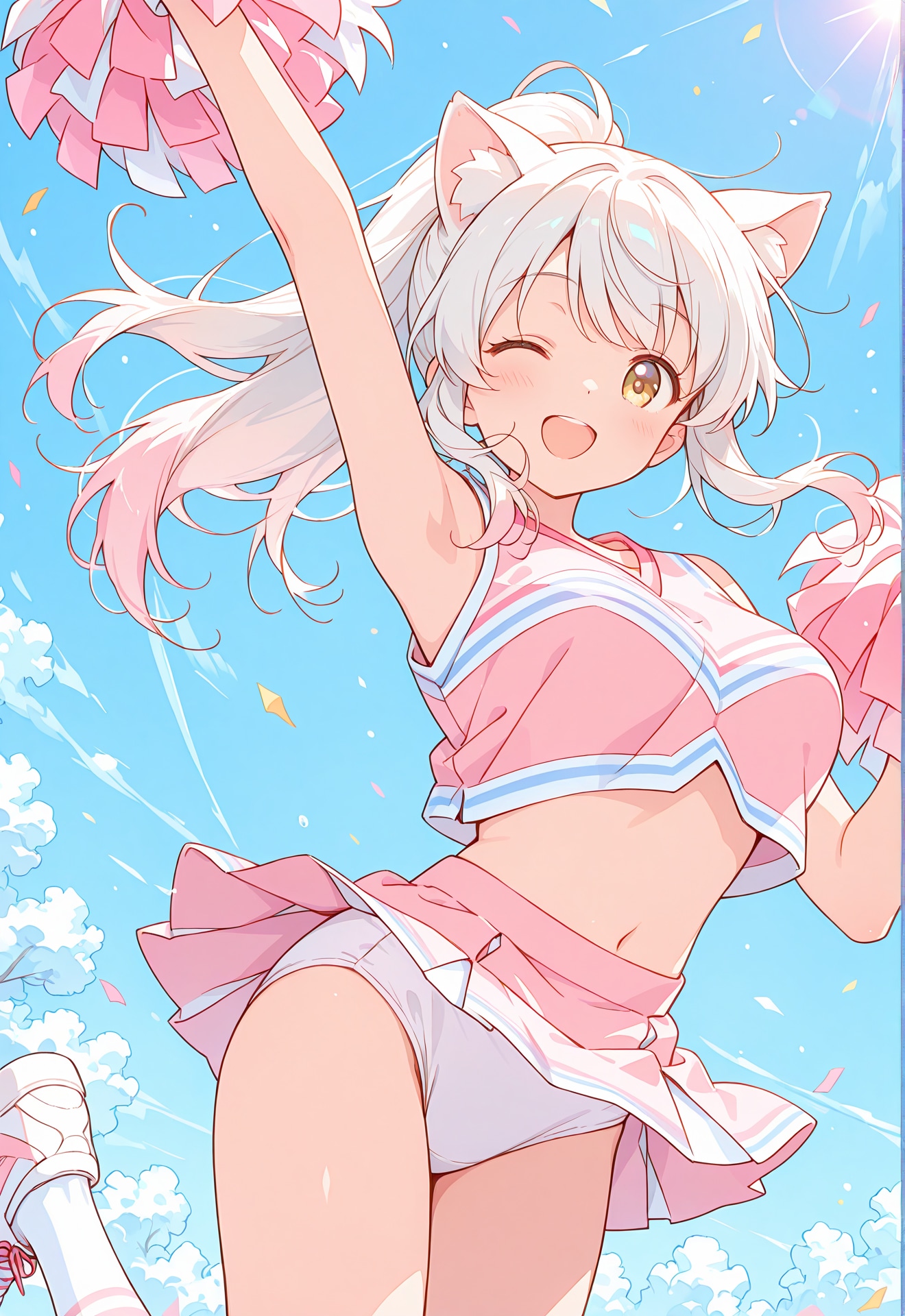 応援する白猫ちゃん