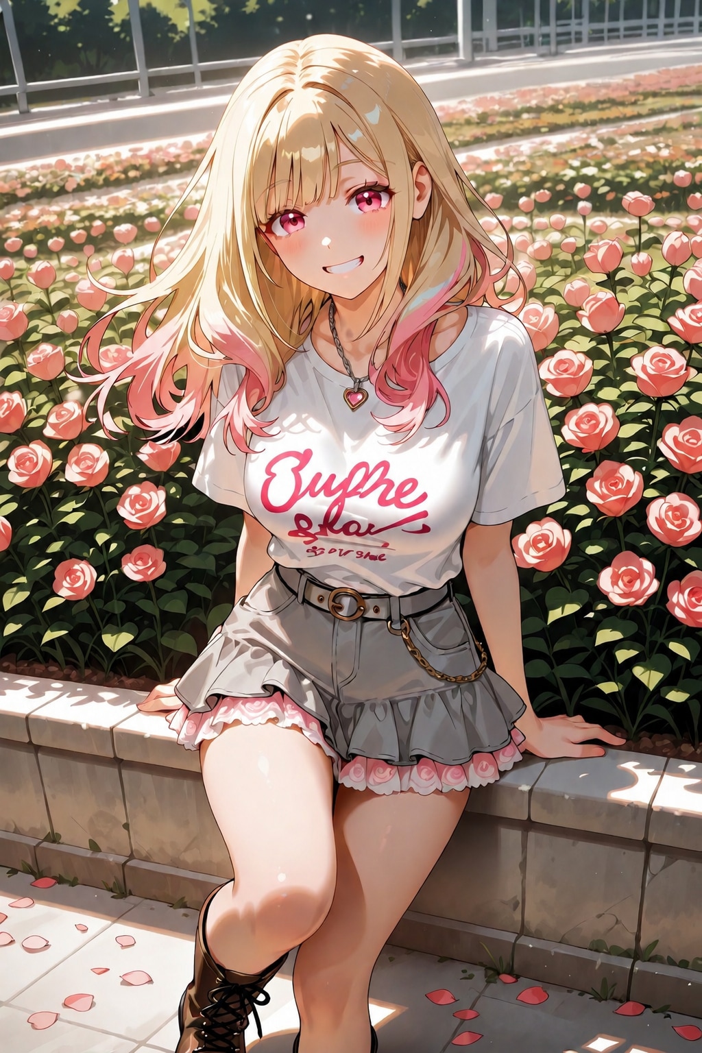 バラ園にたたずむ愛桜ちゃん