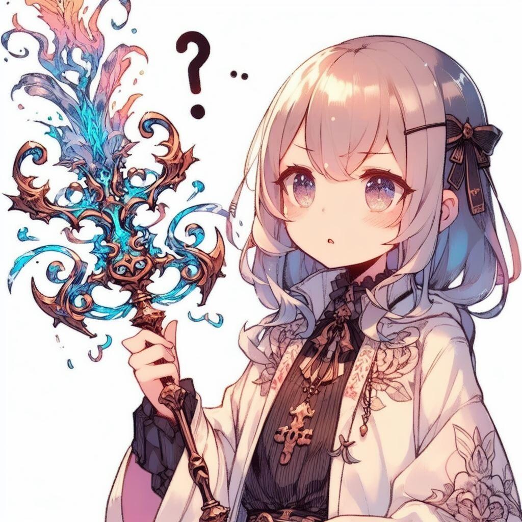 謎の武器を渡され困惑している女の子