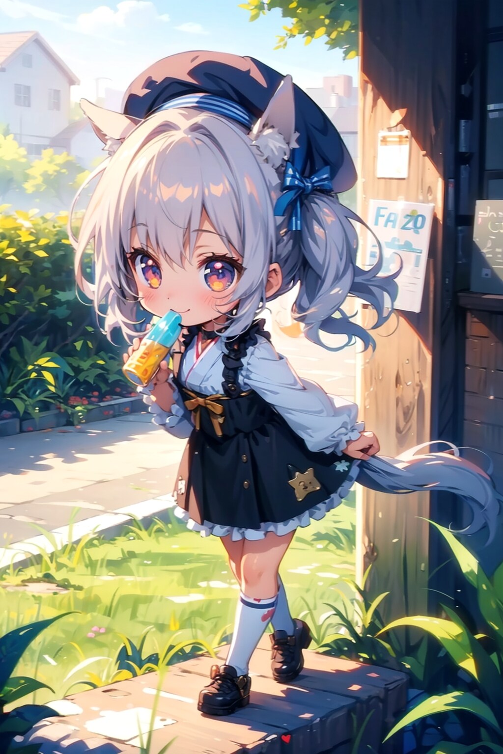 水分補給、ウマ女の子。