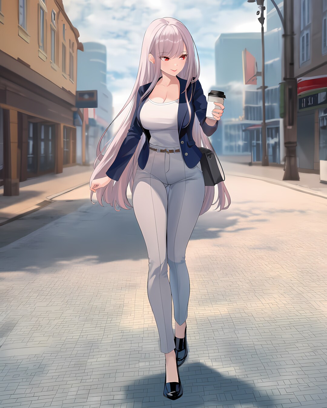 ☁️曇り空の朝もスマートに✨ミレナの通勤ブレザースタイル | の人気AIイラスト・グラビア