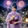 リンちゃん💙花火と露天風呂 7枚目