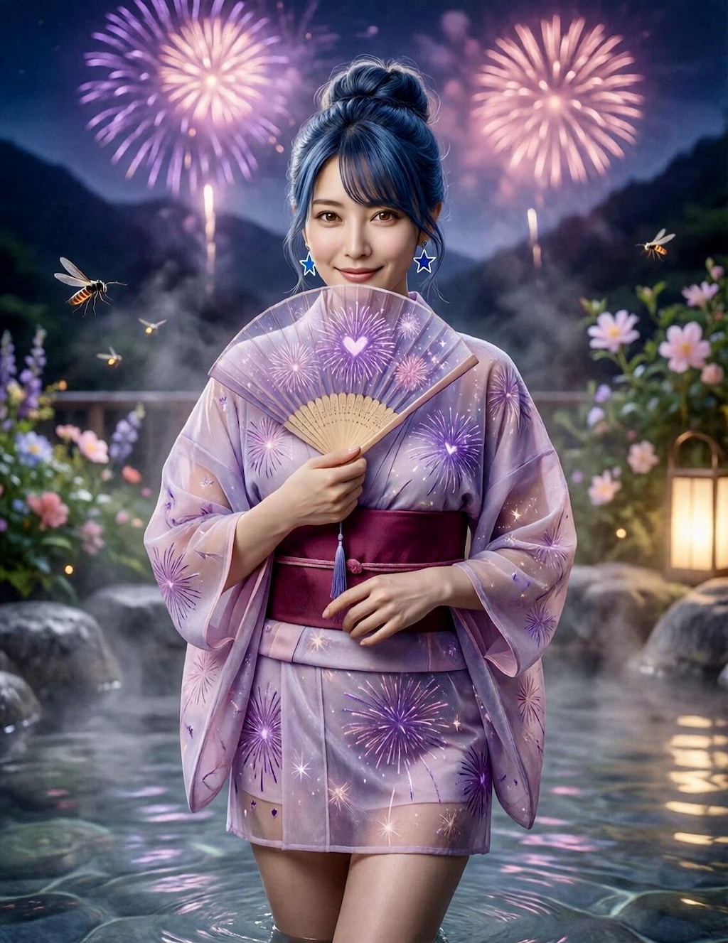 リンちゃん💙花火と露天風呂