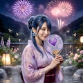 リンちゃん💙花火と露天風呂 6枚目