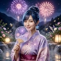 リンちゃん💙花火と露天風呂 3枚目