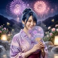 リンちゃん💙花火と露天風呂 4枚目