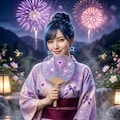 リンちゃん💙花火と露天風呂 2枚目