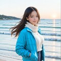冬の浜辺デート❤️ 2枚目
