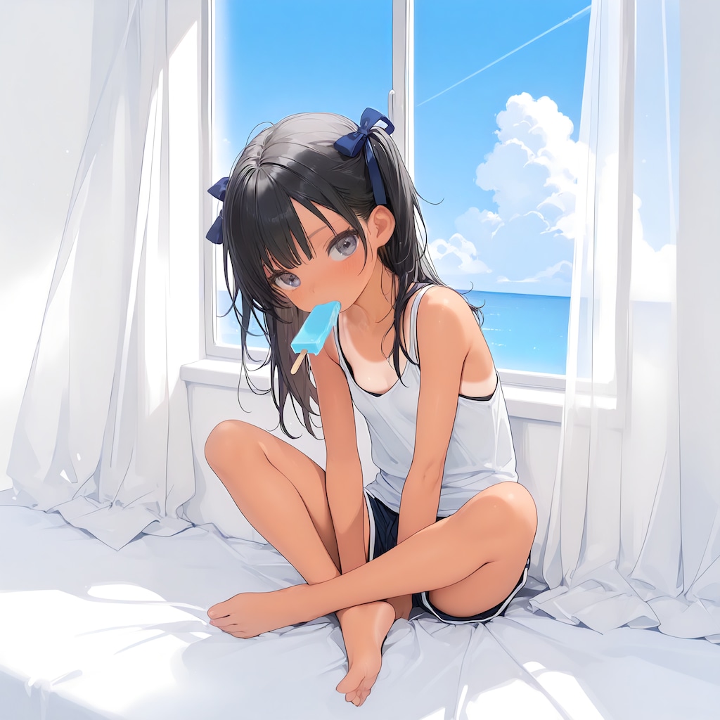 暑い、部屋でアイス～