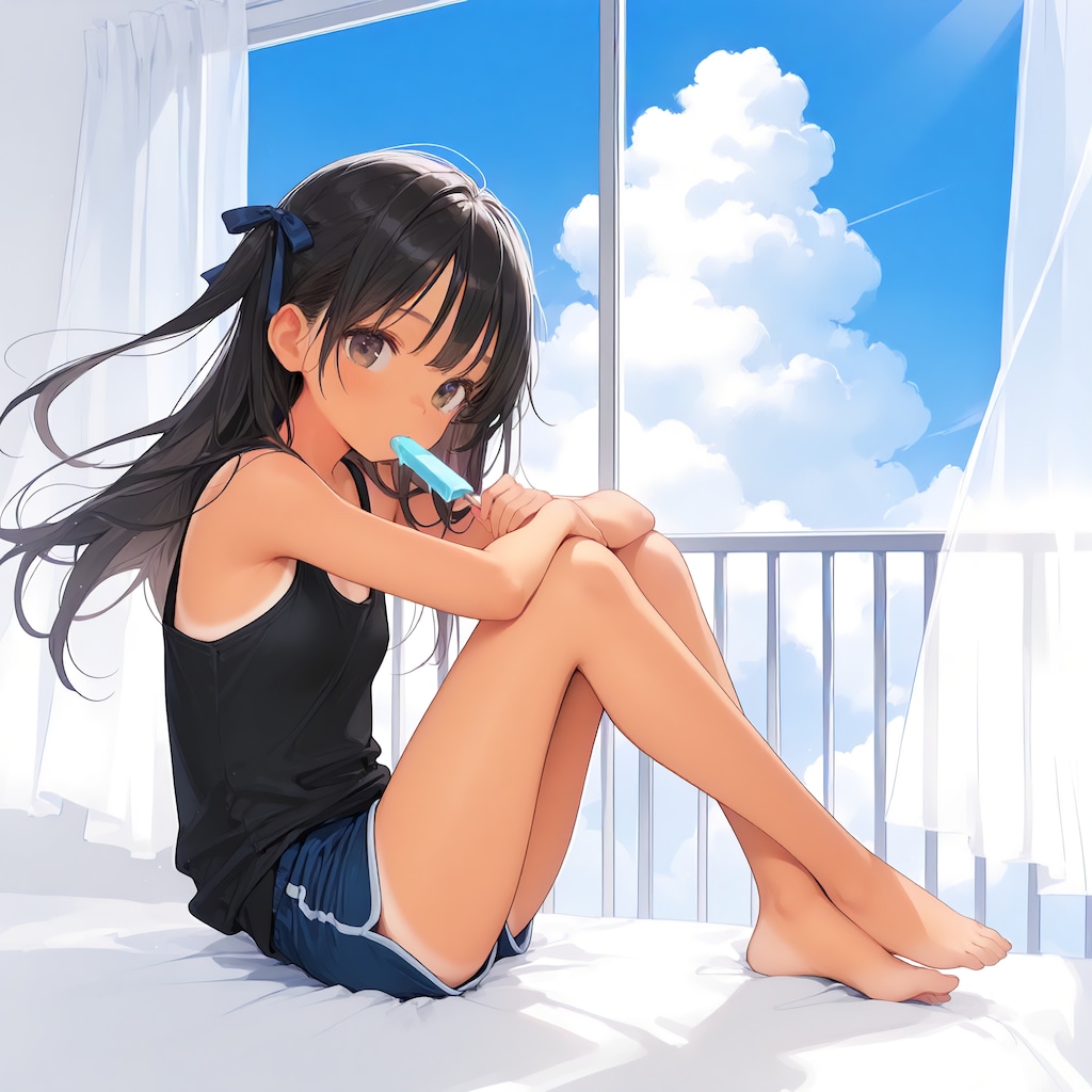 暑い、部屋でアイス～