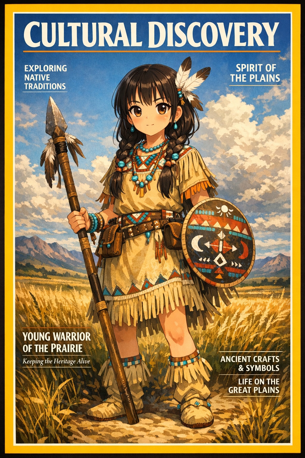 ネイティブ・アメリカンの民族衣装を着ている女の子