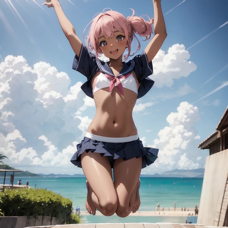 やったー海だ～海が見えるとテンション上がるよねっお兄ちゃん