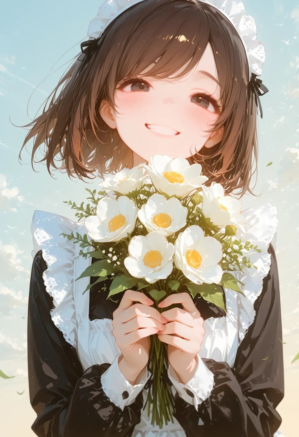 メイドさんと純白の花