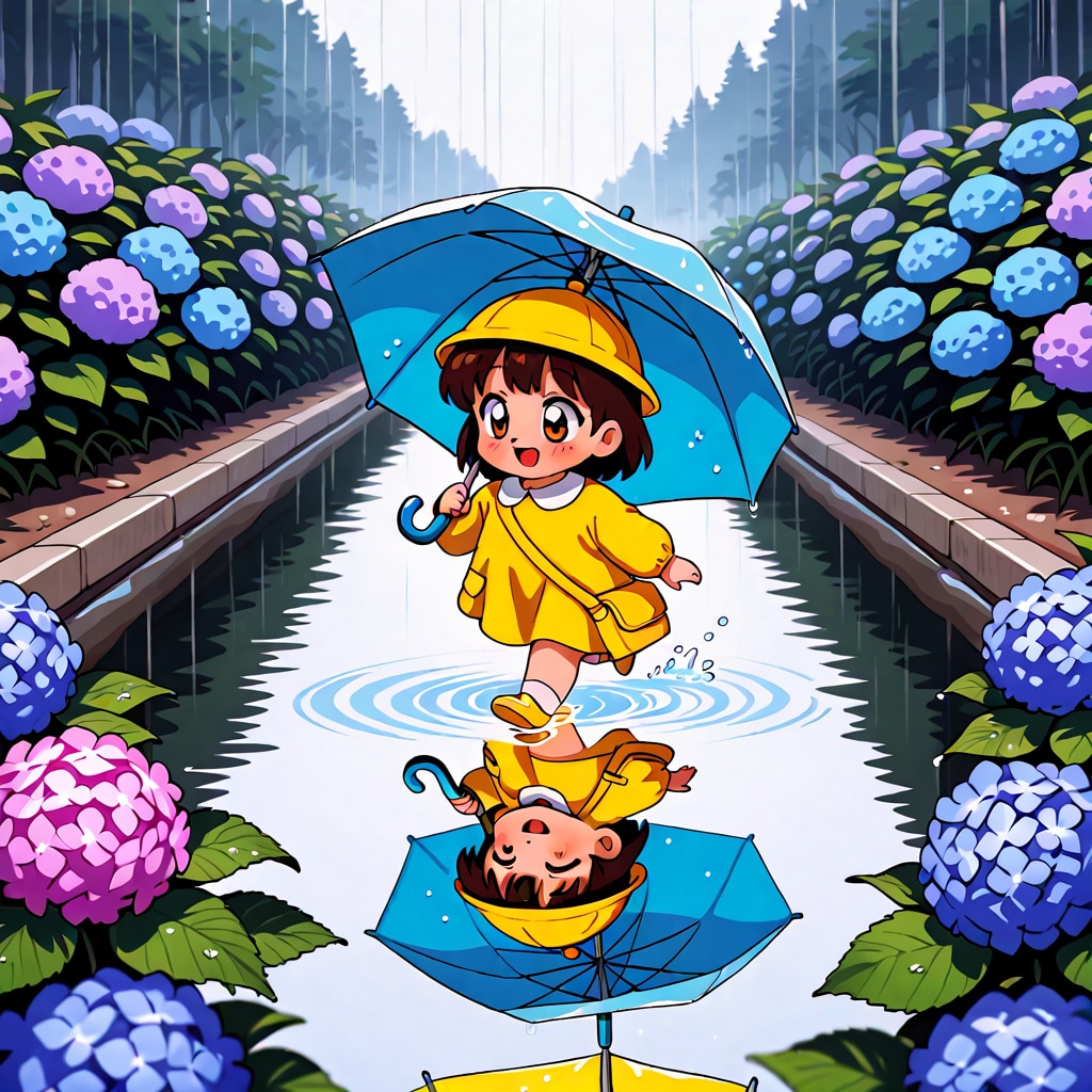 雨道のアメンボ
