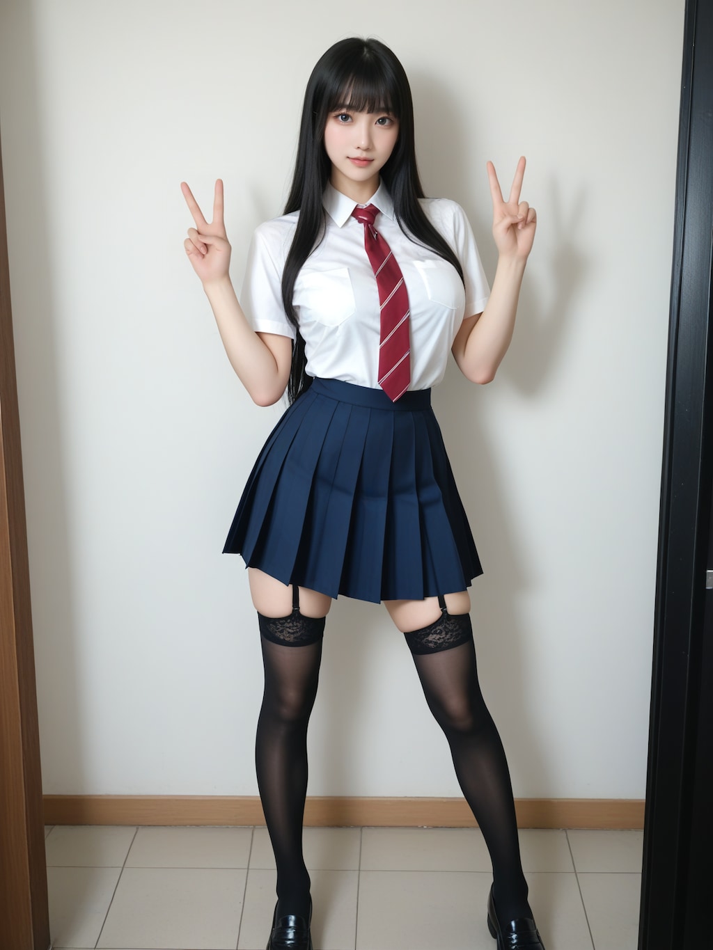 黒ストッキングがキュートな今日の私、見ててね♪