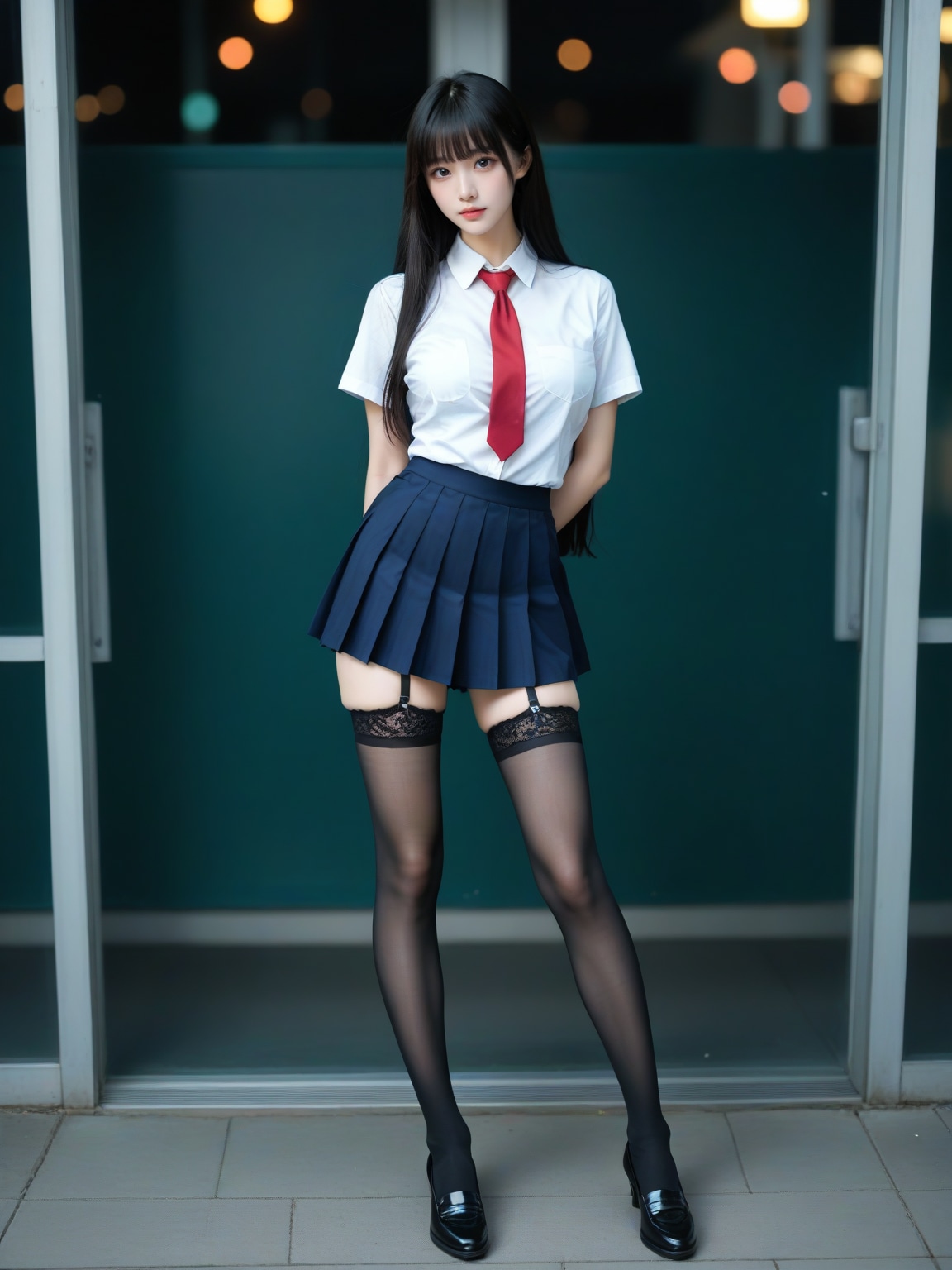 黒ストッキングがキュートな今日の私、見ててね♪ | の人気AIイラスト・グラビア