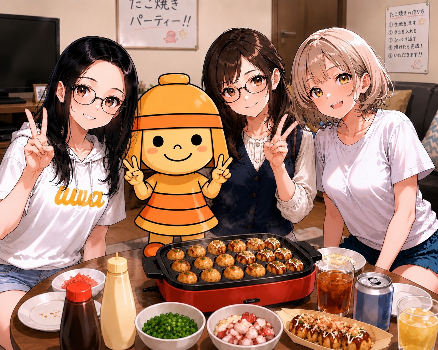 タコパに乱入してきたはにたん(大歓迎) | の人気AIイラスト・グラビア