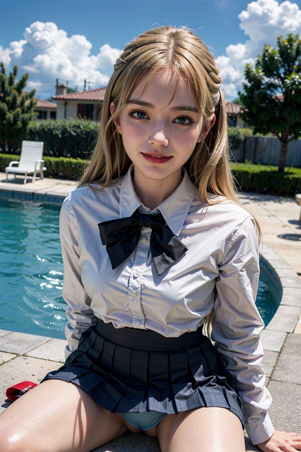 AIイラスト白ギャル貧乳ロリ顔　エロ画像　18歳女子校生海外コスプレイヤー　熱いね！