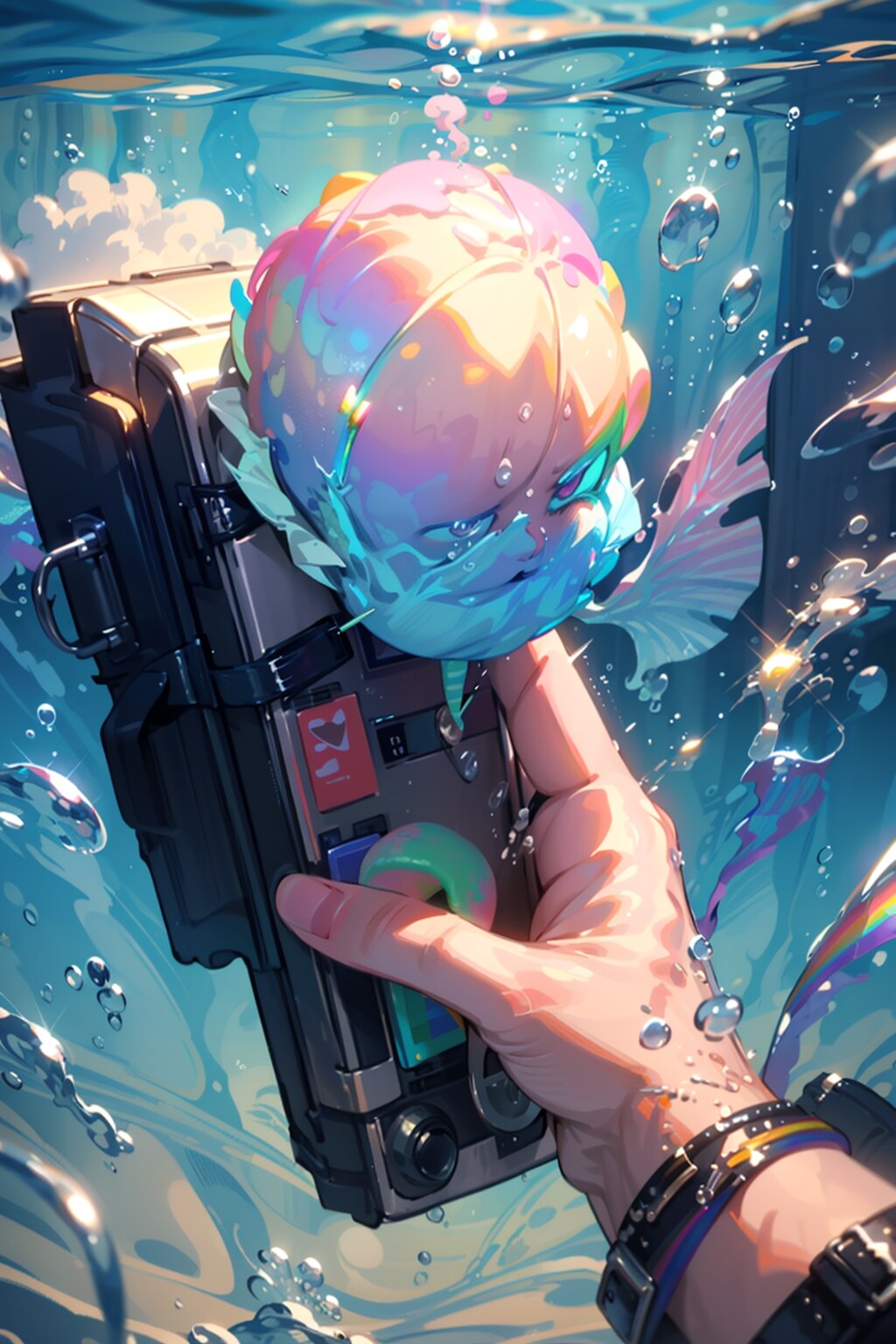 水中の虹色わたあめ設定画　今日のワード生成EX