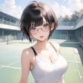 テニスウェアのメガネ少女 4枚目