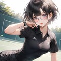 テニスウェアのメガネ少女 5枚目