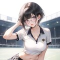 テニスウェアのメガネ少女 6枚目
