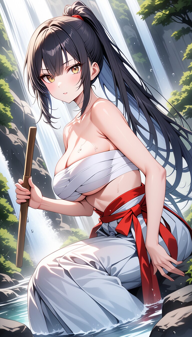 剣人女子　滝行