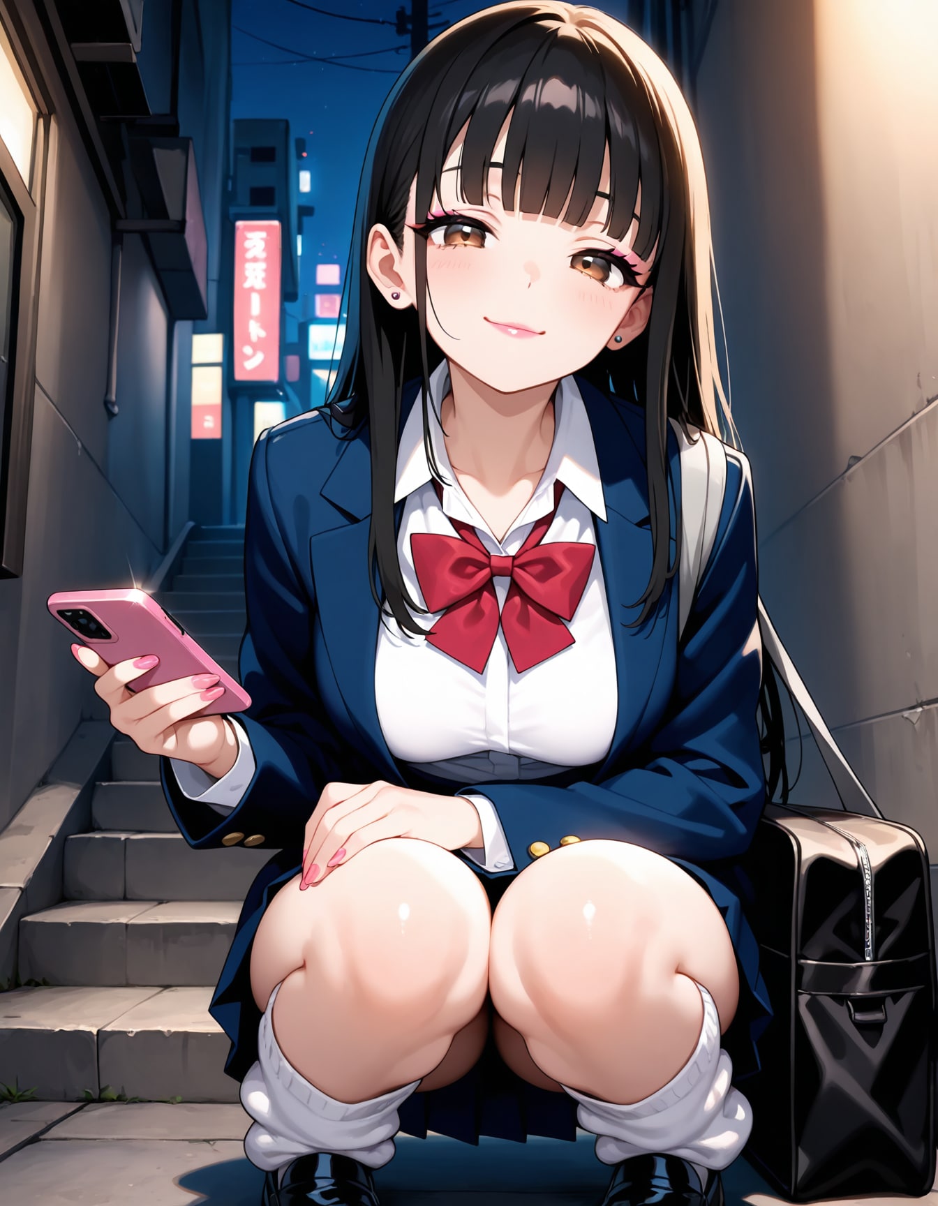 ネタ用キャラ　黒髪清楚系ギャル | の人気AIイラスト・グラビア