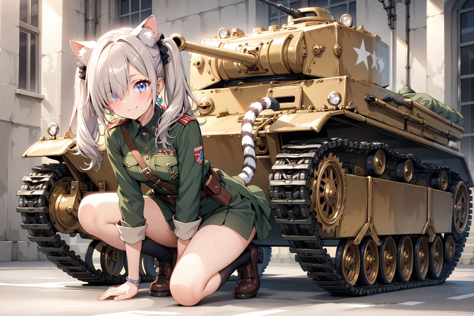 一人乗り戦車にゃ💕 | の人気AIイラスト・グラビア