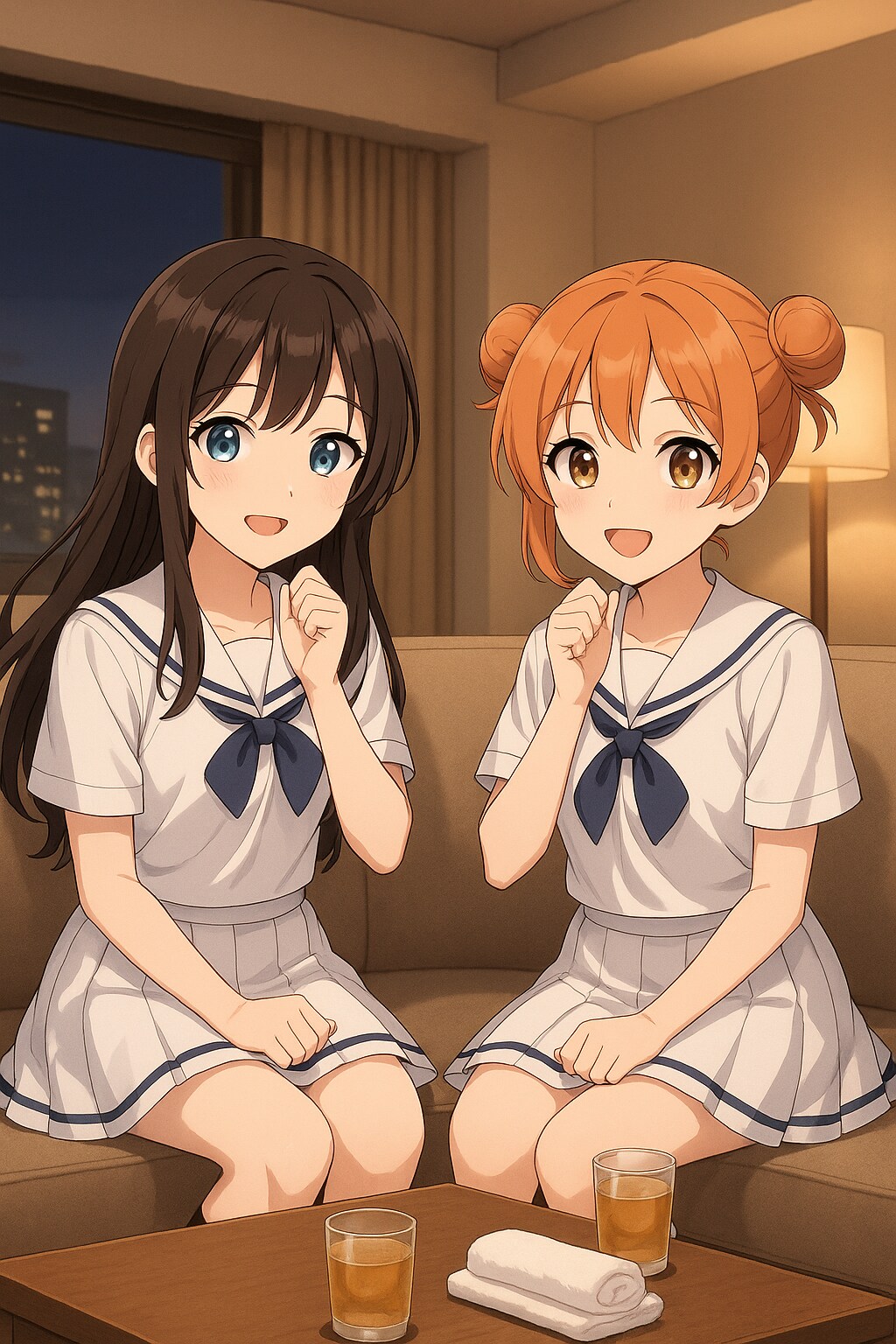 友達と一緒、自然なひととき