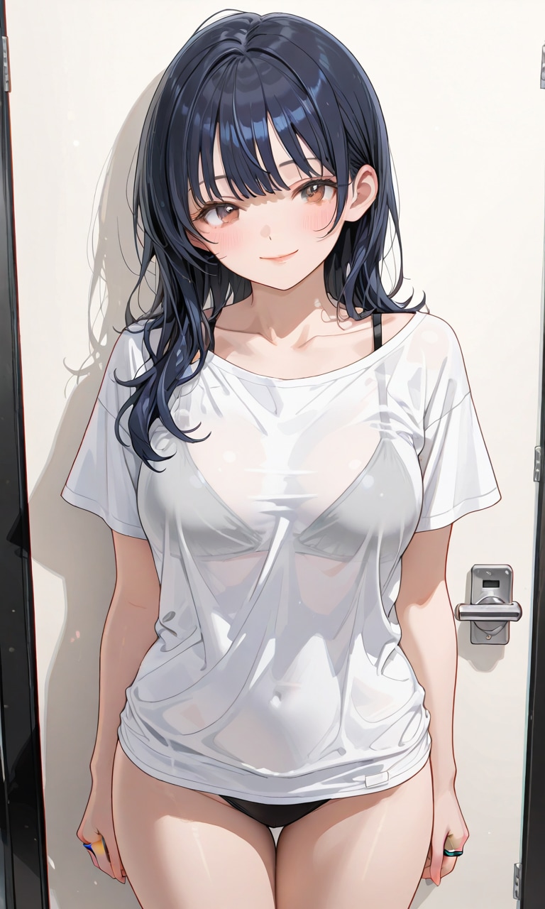 ドアの前の杏奈さん