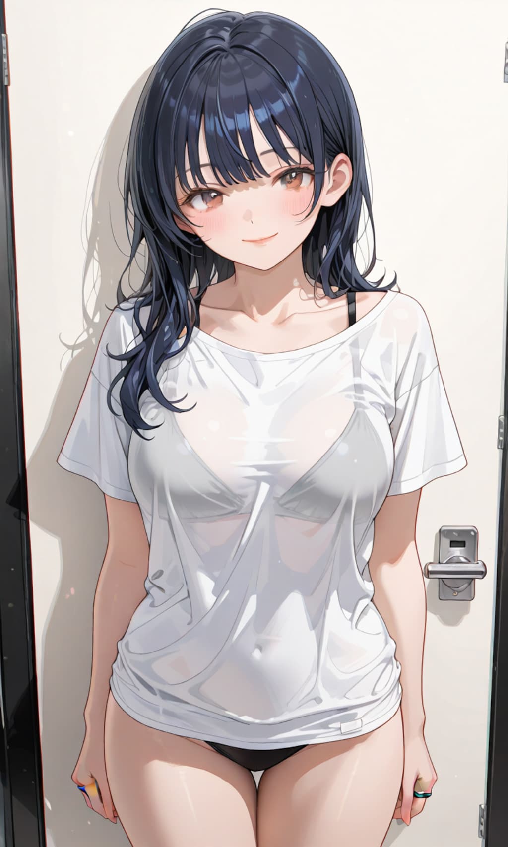 ドアの前の杏奈さん