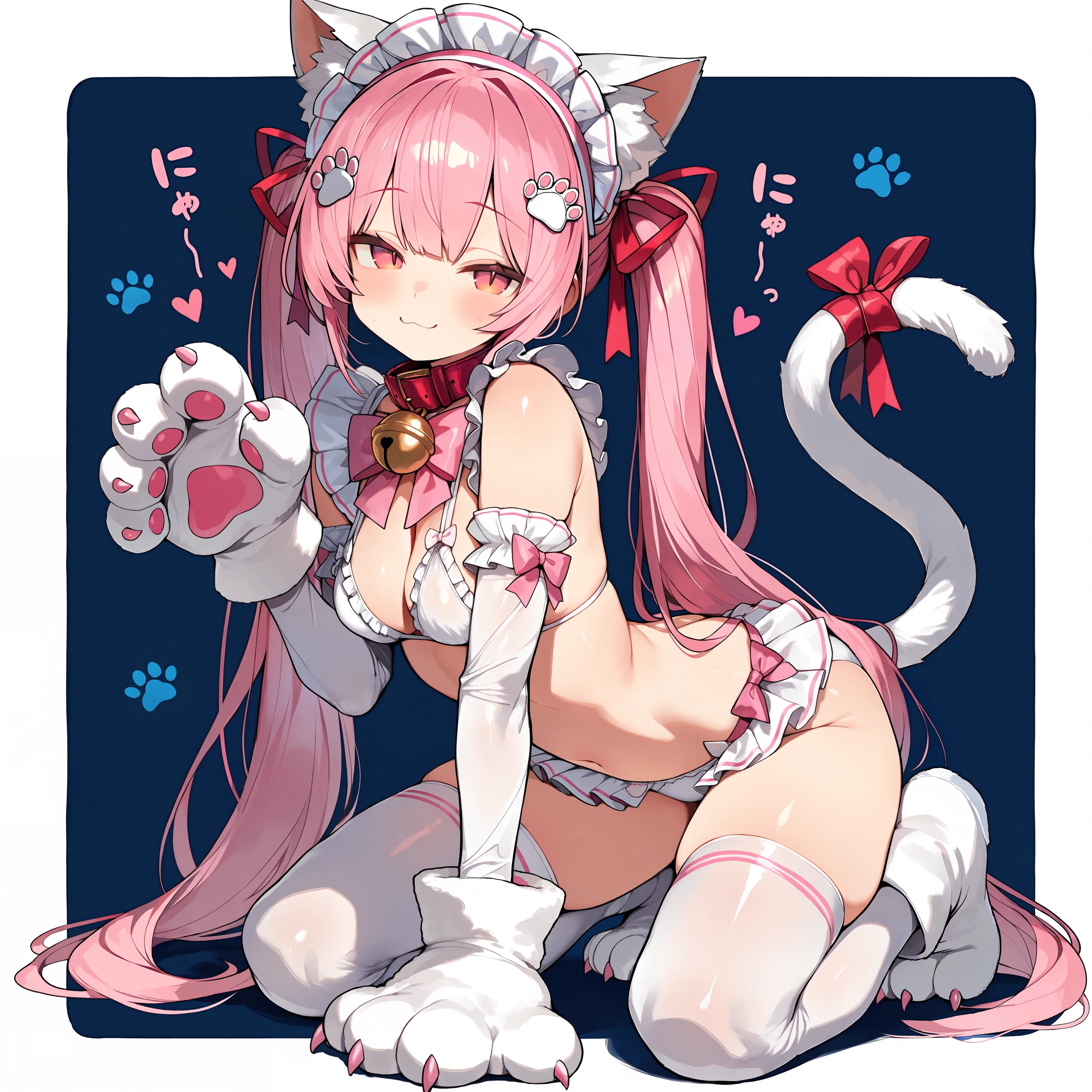 猫グローブ猫ポーズの猫耳の女の子