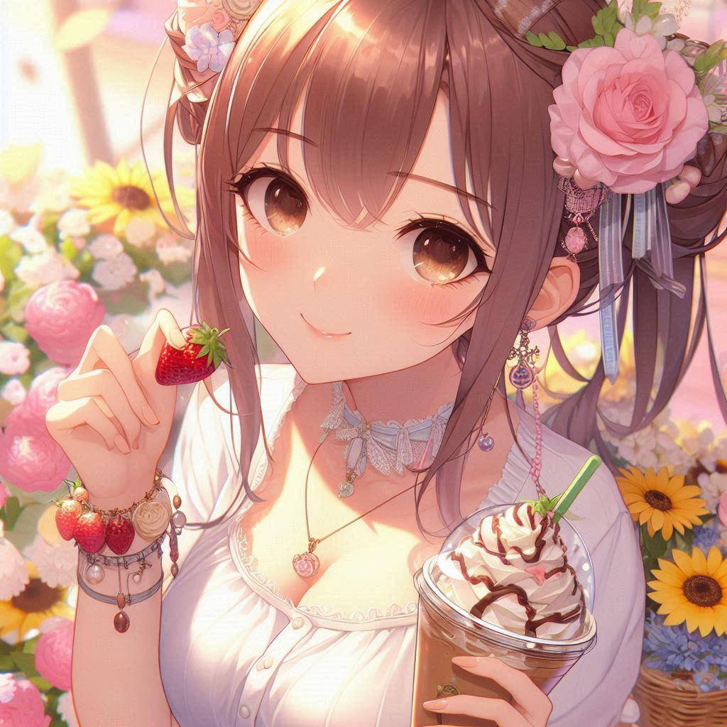フラペチーノとイチゴと女の子
