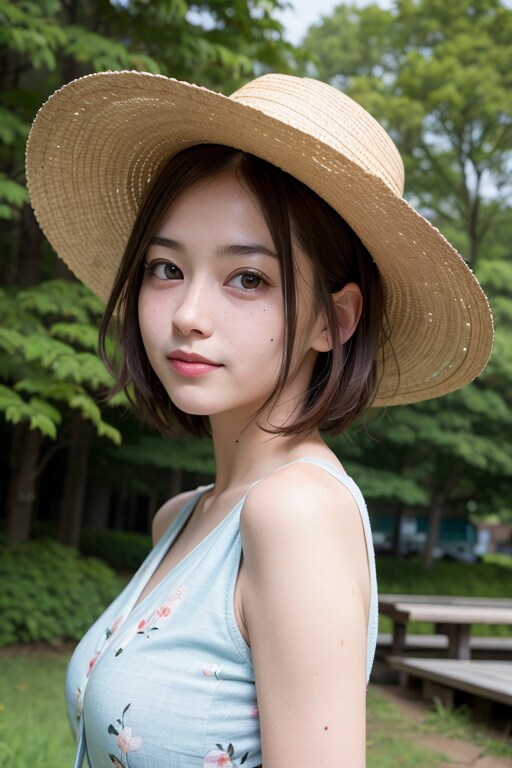 麦わら帽子，森
