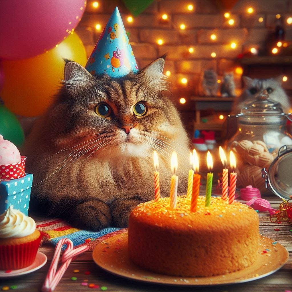 誕生日の主役になった猫