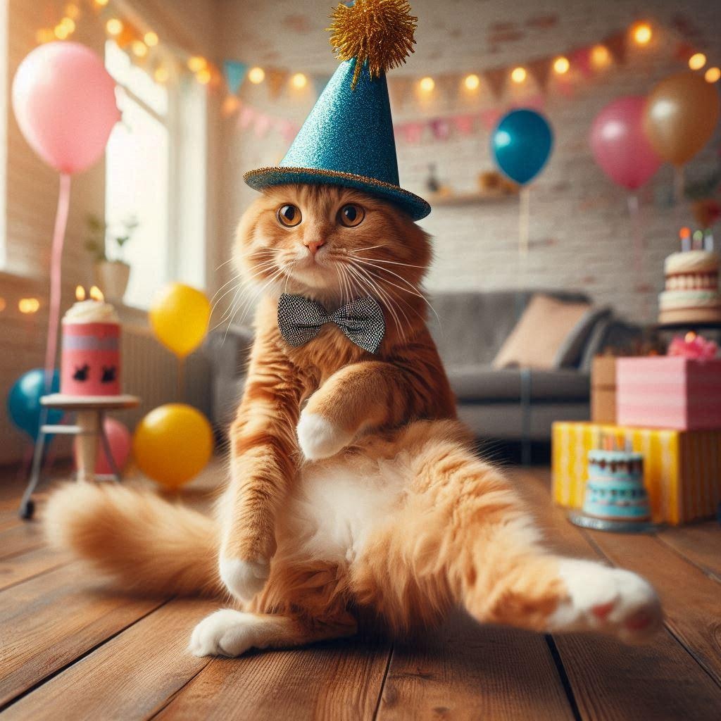誕生日の主役になった猫