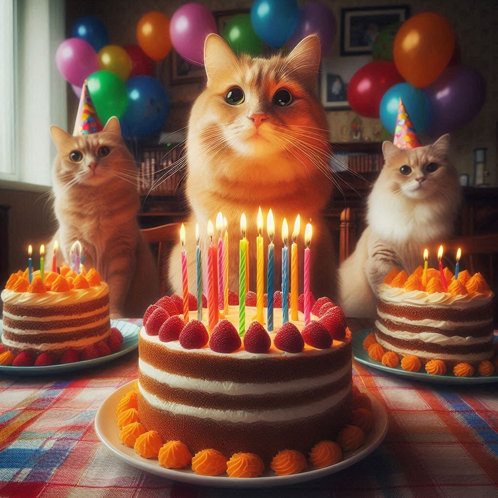 誕生日の主役になった猫