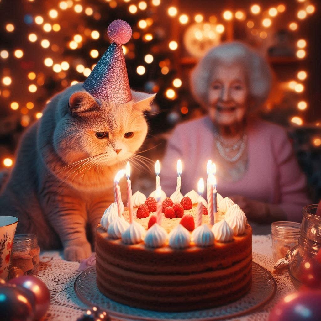 誕生日の主役になった猫