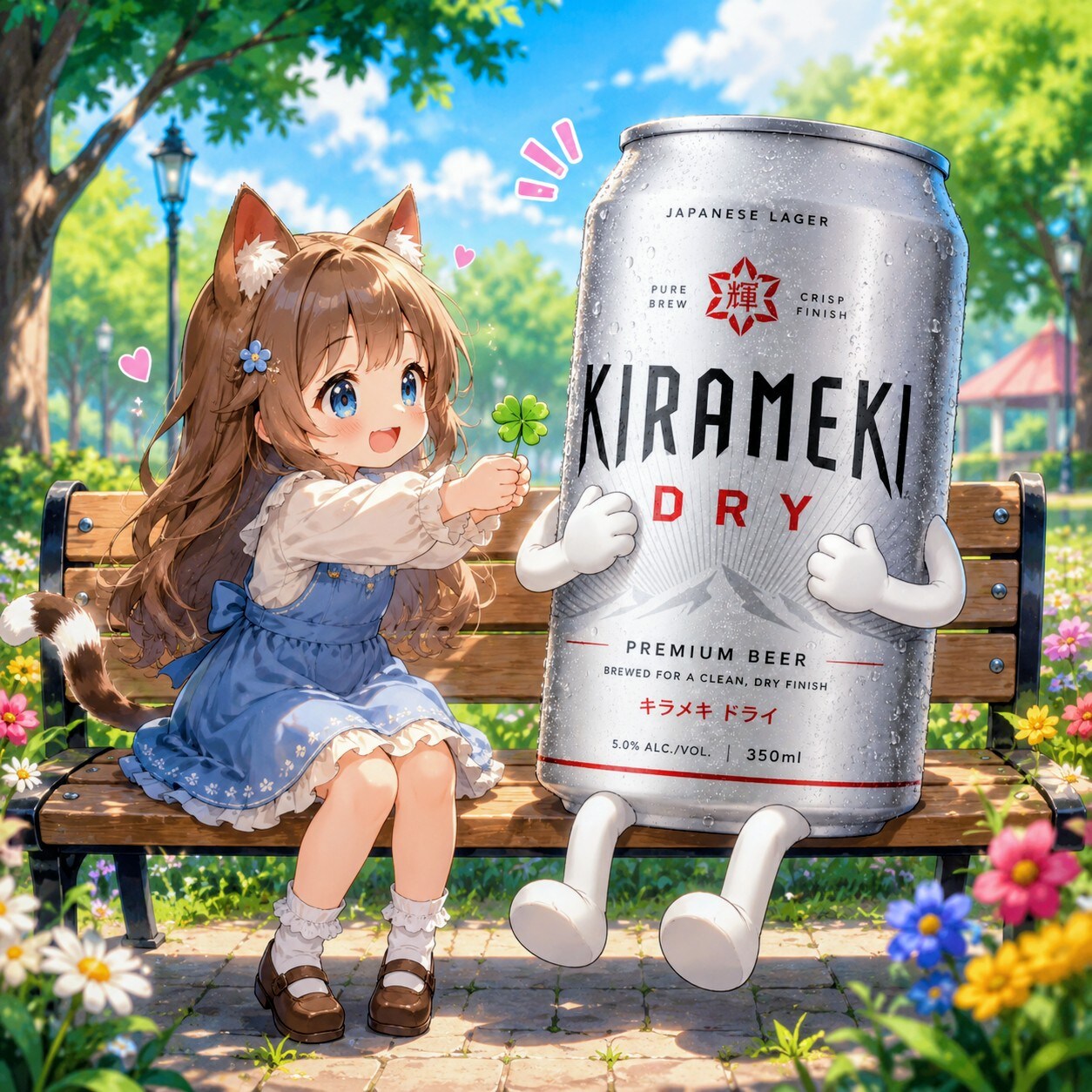 四つ葉のクローバーをプレゼントする小さな女の子