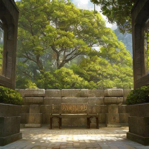 人のいない木々が美しいベンチのある背景