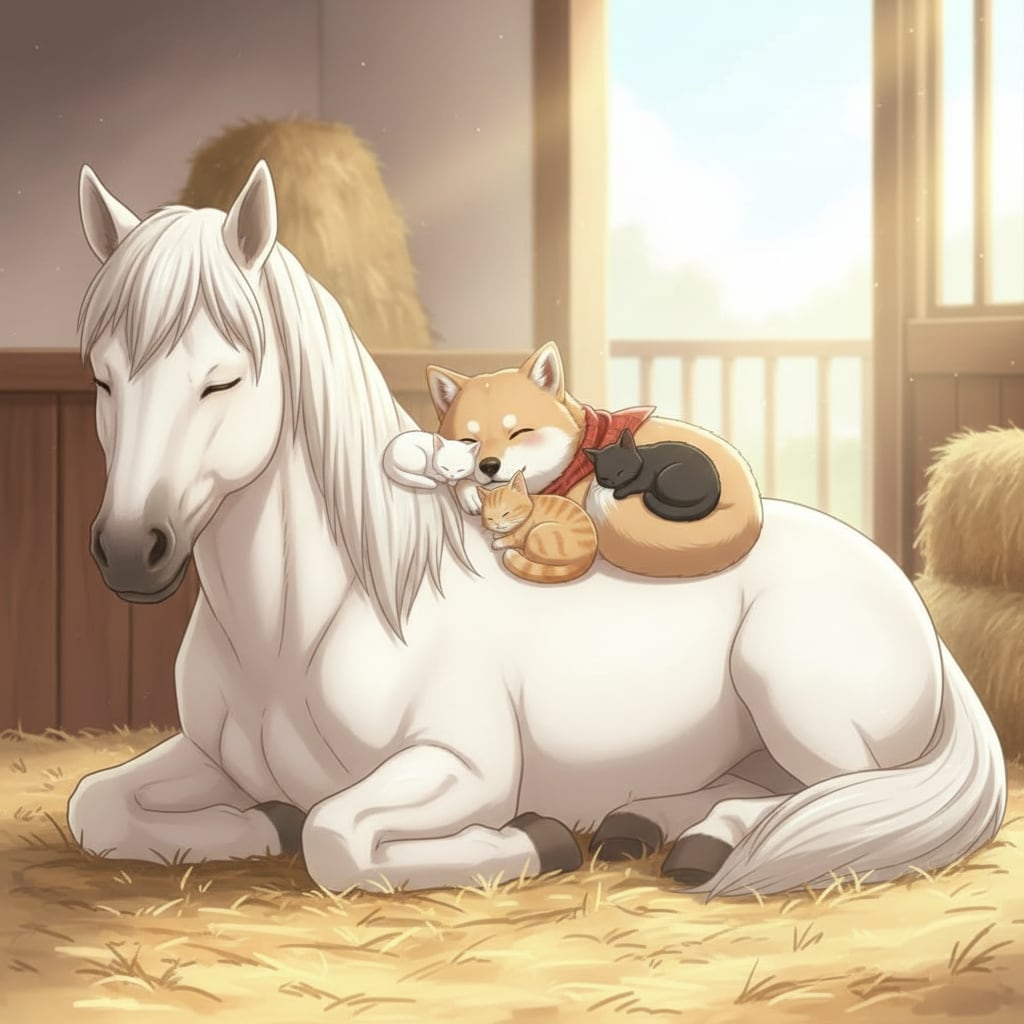 お馬さんと一緒にスキー🐶😺🐴 | の人気AIイラスト・グラビア
