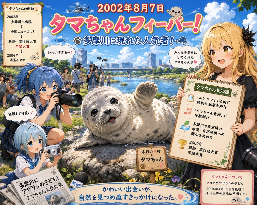 8月7日はタマちゃんが多摩川に現れた日🦭