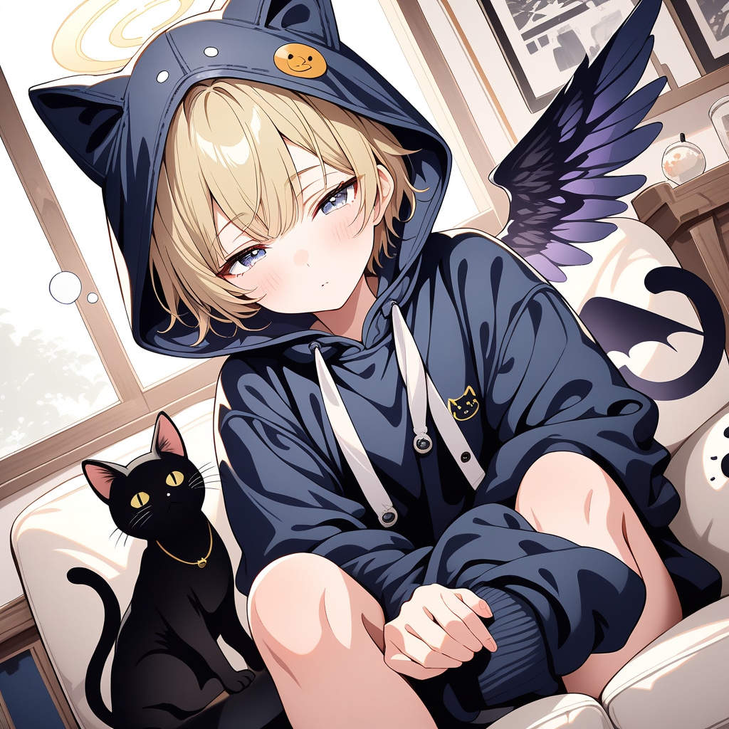 黒猫と天使娘