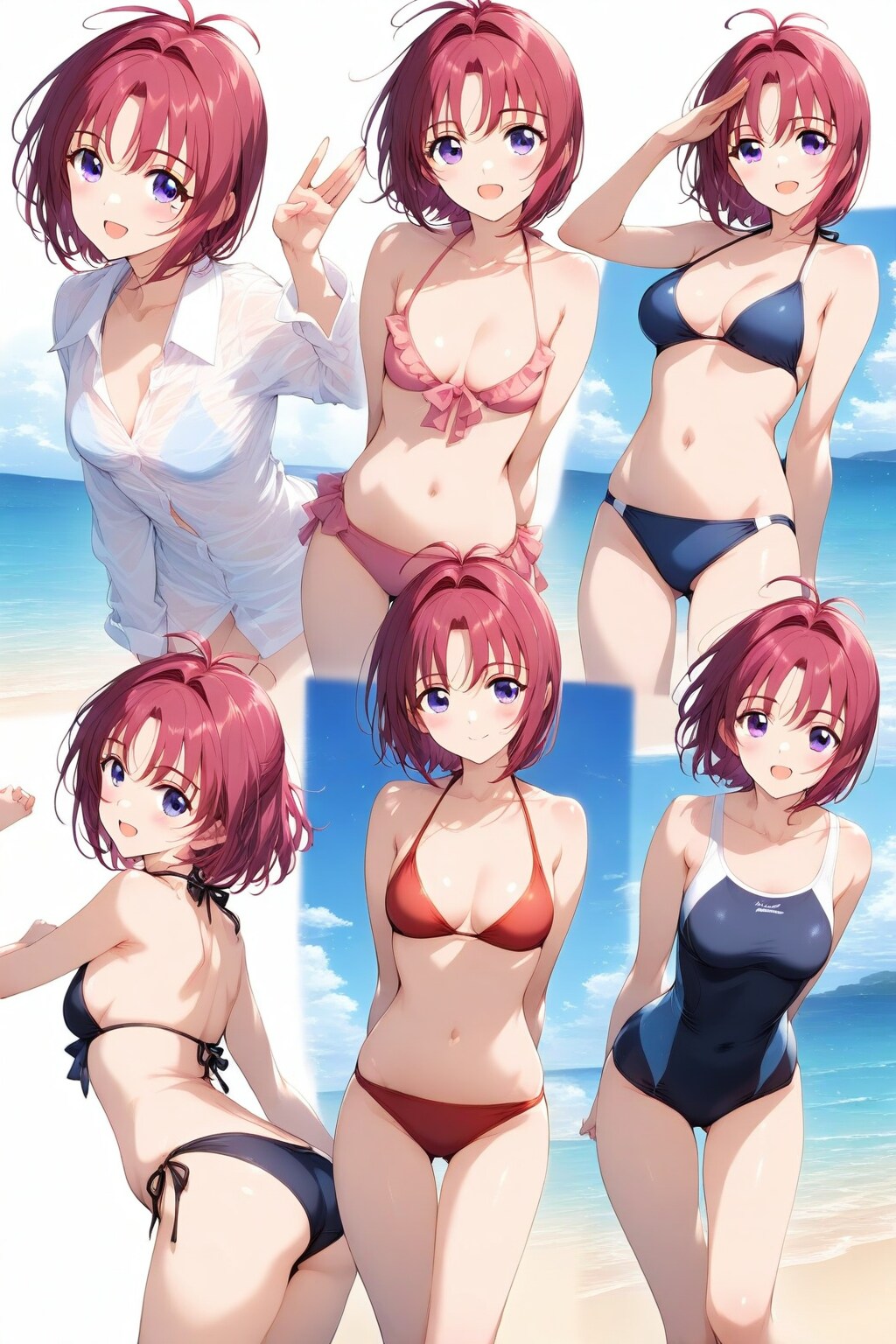 ショートヘア娘の水着写真集👙🩱❤️