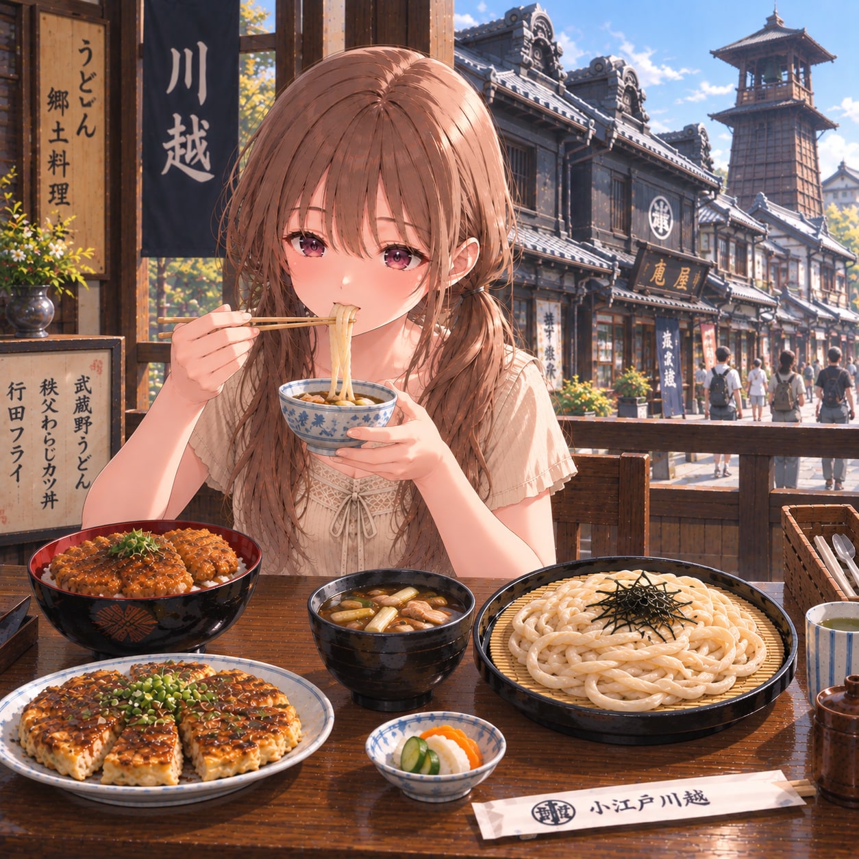 梢とランチ（８９）漆黒の川越の町：埼玉 | の人気AIイラスト・グラビア