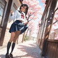 桜とセーラー服 2枚目